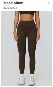 Legging de yoga taille haute sans couture café foncé, tissu compressif et respirant