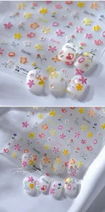 Detailed 5D embossed nail stickers featuring wild flower patterns and 3D floral textures