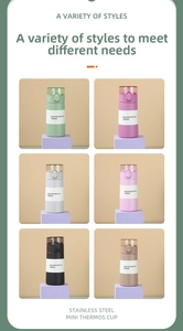 Detailed six-color range of 150ml mini stainless steel vacuum bottles with safety lock lids