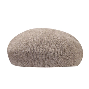 Chic light brown rabbit hair beret with soft fluffy texture for women's autumn winter fashion