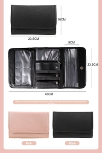Foldable jewelry organizer bag with compartments for earrings, necklaces and rings