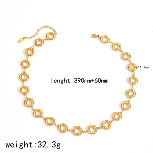 Retro 18k gold plated stainless steel ring chain necklace with size and weight specs