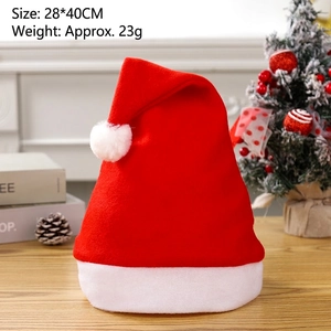 Classic red and white Santa hat with plush ball 28x40cm size for Christmas decoration