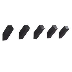 Set of 5 matte black 304 stainless steel wall hooks in modern square design