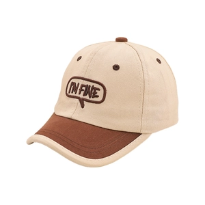 Casquette de baseball beige et marron avec broderie I'M FINE pour garçons de 2 à 5 ans