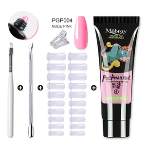 Mobray Nude Pink Poly Nail Gel Kit with brush, dual forms, and professional clipper