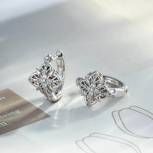 Hollow Cross Hoop Earrings Copper White Zircon Piercing Ear Buckle Vintage Gothic Style Jewelry For Women Men