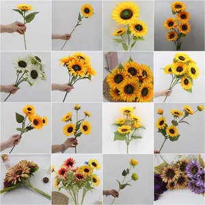 Realistic artificial sunflowers in various colors for home decor and floral arrangements