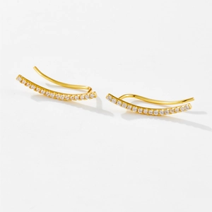 Elegant 925 sterling silver crawler earrings with gold plating and sparkling cubic zirconia