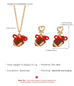 Detaillierte Größentabelle für das Rugby-Emaille-Schmuckset mit Kette und Ohrringen