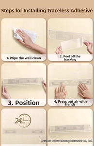 Step-by-step installation guide for clear acrylic nail polish wall rack with adhesive