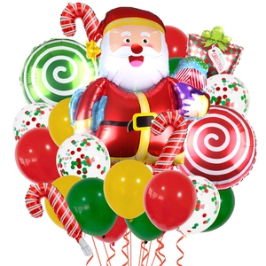 Merry Christmas balloon set with Santa Claus, candy cane and festive latex decorations