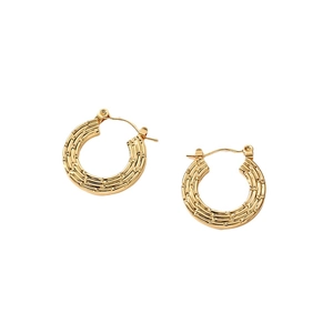 Golden hoop earrings with vintage irregular texture and elegant geometric design