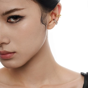 Minimalist double layer S925 sterling silver ear cuffs in gold and silver finishes