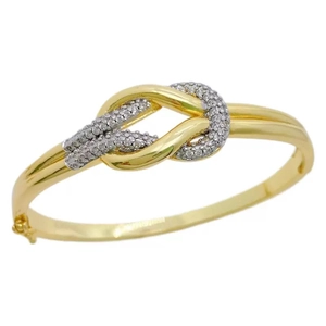 Goldenes Knoten-Armband mit silbernen Diamanten, verstellbares offenes Design für Damen