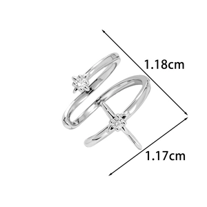 Minimalist double layer silver star ear cuff with sparkling zircon stone for women