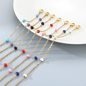 Gold stainless steel enamel bead chains with lobster clasps for DIY jewelry making