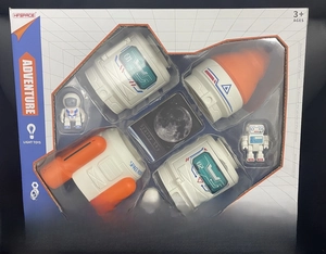 Space exploration toy set box with shuttle, astronaut and lights for kids aged 3 and up