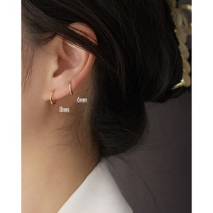 S925 sterling silver geometric gold hoop earrings in 6mm and 8mm sizes for women