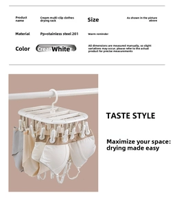 Close-up of multifunctional drying rack with strong clips for socks and underwear