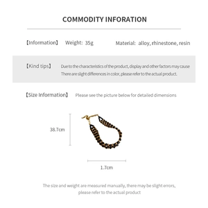 Detailed size chart for rhinestone hollow choker with 38.7cm length and 1.7cm width