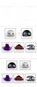 Detailed size chart for acrylic Halloween hair claws featuring spider and witch hat designs
