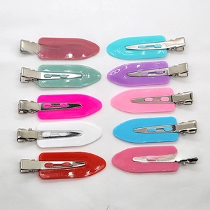 Detailed set of ten colorful non-marking flat hair clips for styling and hair DIY