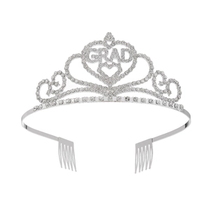 Graduation Rhinestone Tiara And Satin Sash Alloy Crystal Crown Headband Graduation Ceremony Party Accessories For Graduates
