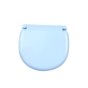 Nordic style mini light blue portable sewing kit set in a compact rounded plastic box