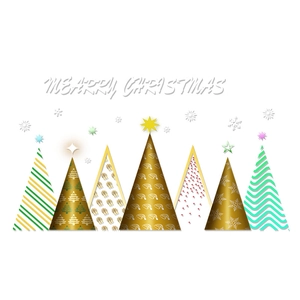 Golden and green Christmas tree window stickers with Merry Christmas text for home decor