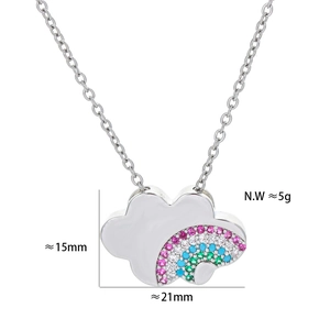 Close-up of rainbow cloud pendant with dimensions 15mm by 21mm and weight specifications