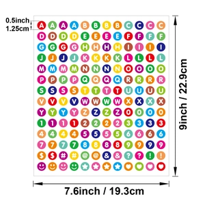 0.5-inch colorful alphabet and number circle stickers for DIY scrapbooking and labeling