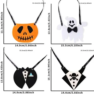 Halloween pet necklace set with pumpkin ghost and tuxedo designs for cats and dogs