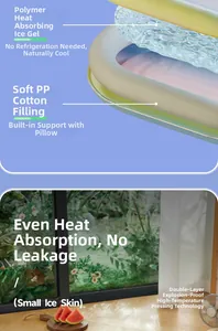 Macro detail of rainbow cooling pet mat showing gel layers and waterproof composite fabric