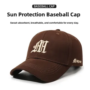 Detail view of cotton baseball cap showing side M sport embroidery and breathable eyelets