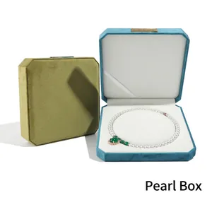 Octagonal Velvet Jewelry Box Necklace Display Case Artificial Pearl Necklace Packaging Mother Day Gift Storage Organizer Elegant