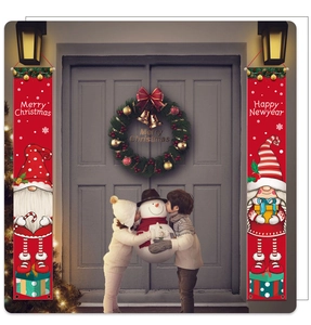 Christmas gnome door banners with Merry Christmas text for festive holiday home decoration