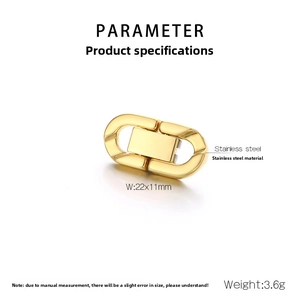 Macro view of 22x11mm gold stainless steel U-clasp connector for jewelry making