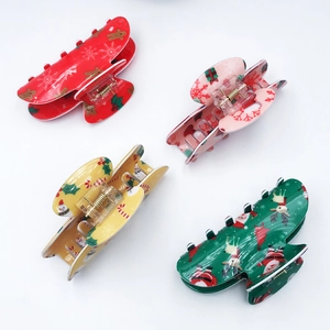 Cute Christmas themed PVC hair claws with Reindeer and Snowman patterns for women