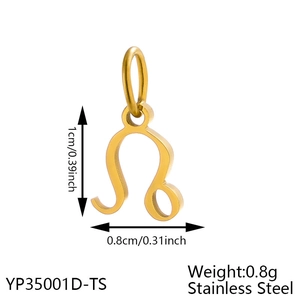 Detailed size view of the 18K gold-plated Leo constellation pendant in stainless steel