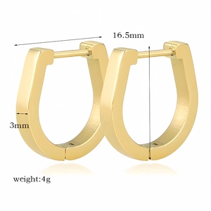 Detail view of 18k gold stainless steel hoop earrings with 16.5mm size and 4g weight specs