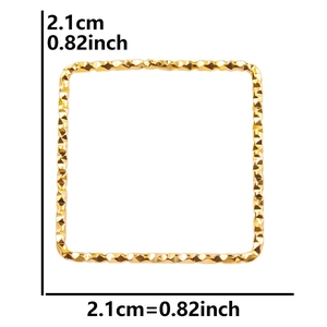 Detailed view of a 2.1cm square 18k gold-plated 304 stainless steel faceted DIY charm