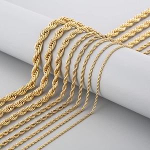 18K gold-plated stainless steel twisted rope chain necklace set for men and women