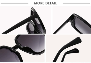 Close-up of reinforced metal hinges and smooth integrated nose pads on square sunglasses