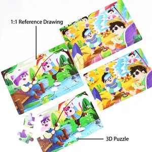 Wooden 24-piece educational jigsaw puzzle with 1:1 reference map for toddlers