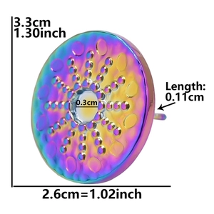Detailed dimension guide for rainbow finish 304 stainless steel circular stud earrings
