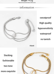 Three-layer stainless steel gold bracelet with waterproof and tarnish-free features