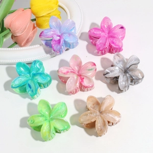 Marble Texture Acetate Flower Hair Claw Clip Floral Elegant Hair Accessory For Women Daily Versatile Hair Clamp