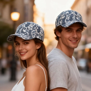 Paisley Pattern Vintage Baseball Cap Jacquard Fabric Sun Protection Adjustable Curved Brim Outdoor Sport Hat Unisex
