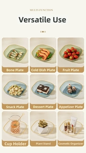 Detailed view of multi-functional PET trays with gold rims and hammer texture design